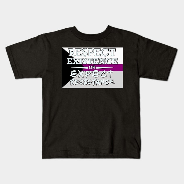 Respect Exsistence or Expect Resistance, Demisexual Pride Flag Kids T-Shirt by aadventures